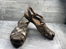Earth Origins Sandals Women 9.5M Berri Shoes Brown Gray Leather Slingbac... - $27.54