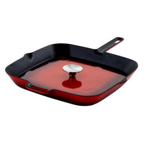 Megachef 11 Inch Square Enamel Cast Iron Grill Pan With Matching Grill Press In - £62.60 GBP