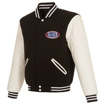 NHRA JH Design One Hit Reversible Fleece Jacket with Faux Leather Sleeves  Black - £96.21 GBP