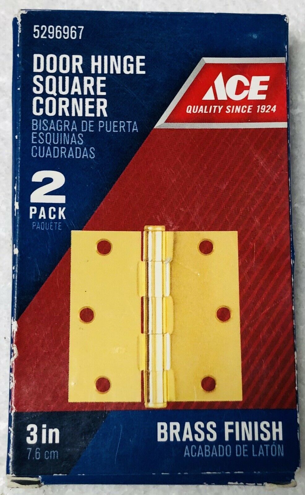 Door Hinges 3"" Square Corner Polished Brass 2 Pack Ace 5296967 - $10.98