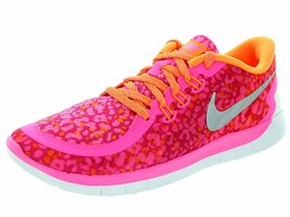 Girls&#39; Grade School Nike Free 5.0 Print Running Shoes, 748870 600 Size 5Y - £55.71 GBP