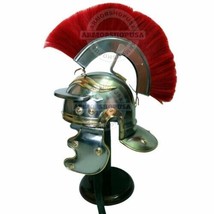 Roman Legionnaire Soldier Centurion Steel Helmet Armor With Thick Red Plume - £57.89 GBP