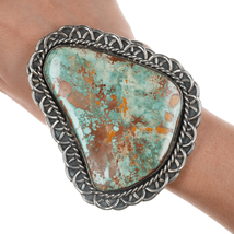 6 7/8&quot; Huge Vintage Ceremonial Kingman turquoise slab sterling cuff bracelet - $994.95