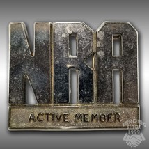 Vintage Belt Buckle NRA Active Member National Rifle Association Big Letters - £20.45 GBP