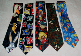 Necktie Lot Of 5 Cartoon Looney Tunes Disney Spam Excellent Condition - £39.30 GBP