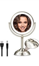 9 Inch Dual-Sided Magnifying Mirror with Lights - 1X/20X Makeup Brushed ... - $637.74 MXN