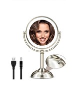 9 Inch Dual-Sided Magnifying Mirror with Lights - 1X/20X Makeup Brushed ... - $48.61 CAD