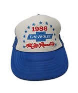 Chevrolet Snapback Trucker Hat Cap Advertising White Red Blue Vtg 1980s - £26.78 GBP