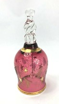 Hand Painted Bell Cranberry and Gold Bohemian Glass 5.75&quot; Twisted Handle Vintage - £23.68 GBP