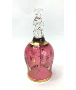 Hand Painted Bell Cranberry and Gold Bohemian Glass 5.75&quot; Twisted Handle... - $31.48