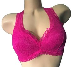 NWT Victorias Secret Lightly Lined Lace Hot Pink Racerback Bralette Sz M Medium - £15.63 GBP