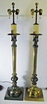 Matching Pair of Chapman 40&quot; Brass Candlestick Buffet Lamps Hollywood Re... - $767.25