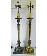 Matching Pair of Chapman 40&quot; Brass Candlestick Buffet Lamps Hollywood Re... - $767.25