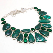 Malachite Chrome Diopside Gemstone Christmas Gift Necklace Jewelry 18&quot; SA 4859 - £19.01 GBP