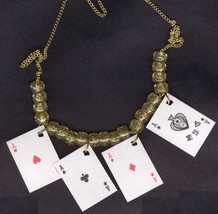 Funky 4-ACES PLAYING CARDS NECKLACE-Fun Casino Poker Lucky Charm Novelty... - $126.27 MXN