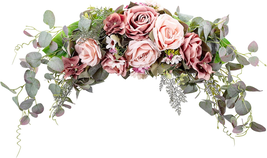 WANNA-CUL 24 Inch Rustic Rose Flower Swag for Wedding Arch Decor,Spring Wine Red - £35.15 GBP
