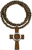 Veritas Aequitas Truth &amp; Justice New Wood Pendant Beaded Necklace 36 Inches  - £15.99 GBP