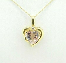 Authenticity Guarantee 
14k Yellow Gold Heart 2.39ct Genuine Natural Morganit... - £696.99 GBP