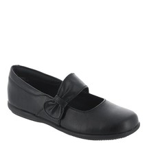 Rachel Shoes Girl&#39;s Debra Black Leather Mary Jane Flat Dress Shoes Size 4 - £14.23 GBP