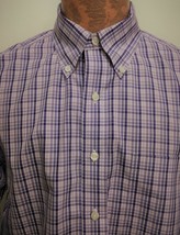 Brooks Brothers L Purple Plaid Button-Down Long-Sleeve Cotton Shirt Non-... - £22.91 GBP