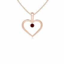 ANGARA Solitaire Ruby Heart Pendant Necklace in 14K Solid Gold | 18&quot; Chain - £402.15 GBP