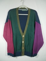American Eagle Sweater Mens Large Colorblock Cardigan Grandpa Vintage USA - $28.04