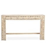 White Carved Coastal Console Table Buffet Carved Wood Anthropologie Lomb... - £928.52 GBP