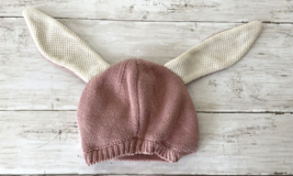 H&amp;M Baby Bunny Rabbit Ear Sweater Knit Hat Pink Cream Size 2-6 Months - £5.31 GBP