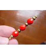 (U-50) faceted Red round glass 3 bead gold tone hatpin Pin hat pins JEWELRY - £8.14 GBP