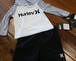 New! Baby Boy&#39;s Hurley LS Swim Tee Hood Trunks Outfit Rash Guard Set 6 M... - $27.18