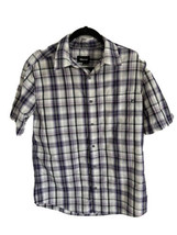 MARMOT Men&#39;s M Medium Short Sleeve Button Up Shirt Plaid Check White Purple - £10.36 GBP