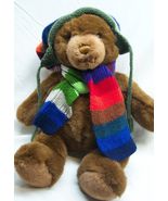GUND 2000 Lord &amp; Taylor BROWN BEAR W/ HAT &amp; SCARF 18" Plush STUFFED ANIM... - $24.75