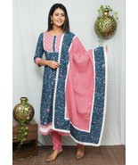 Fateh Enterprises Women&#39;s Pure Cotton Printed  Kurta with Pant &amp; Dupatta - £55.06 GBP