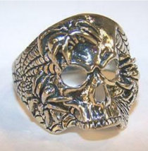 1 Deluxe Crawling Spider Skull Head Silver Biker Ring BR165 Mens Jewelry Rings - £9.84 GBP