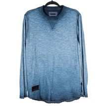 Zimego Shirt M Mens Long Sleeve Heather Blue Crew Neck Grunge 100% Cotto... - £13.96 GBP