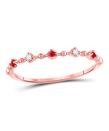 10kt Rose Gold Womens Round Ruby Diamond Beaded Stackable Band Ring 1/20 Cttw - £120.48 GBP