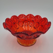 Vintage LE Smith Ruby Red Orange Amberina Glass Bowl Footed Flared Scall... - £26.43 GBP