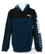 Puma Blue &amp; Black Signature Logo Hooded Sweatshirt Hoodie Men&#39;s NWT - £55.81 GBP