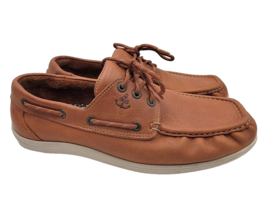 SAS Decksider Boat Shoes Loafers Mens Sz 12 W Brown Leather Made in USA - £30.50 GBP