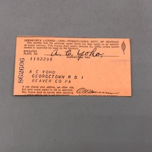 Vintage 1949 Pennsylvania Motor Fahrzeug Operator Card - £23.21 GBP