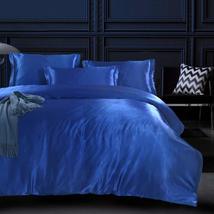 Royal Blue Sapphire Luxury Silk Bedding Set. Include Silk Duvet Cover, Silk Pill - £77.86 GBP