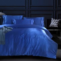 Royal Blue Sapphire Luxury Silk Bedding Set. Include Silk Duvet Cover, S... - $1,837.41 MXN