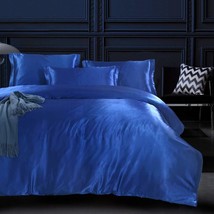 Royal Blue Sapphire Luxury Silk Bedding Set. Include Silk Duvet Cover, Silk Pill - £78.94 GBP