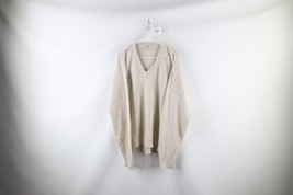 Vtg 70s LL Bean Mens XL Blank Cotton Rayon Jute Knit V-Neck Sweater Beige USA - £101.57 GBP