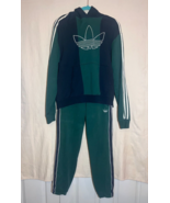 Mens Adidas Fleece Green Hoodie &amp; Jogger Set Pants Hooded Pullover Outfi... - $1,225.00 MXN