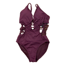 Ambrielle Wine Red Purple Strappy One Piece Swimsuit Womens Medium NEW - $26.00