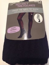 Secret Treasures Control Top Ladies Black Tights for Boots  Sz 2 Super Opaque - £7.75 GBP