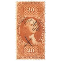 1862-71 $20 R98c First Issue, Internal Revenue, Conveyance, Washington, Orange - £54.02 GBP
