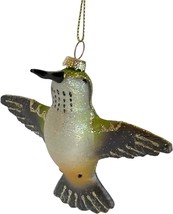 Female Ruby Throated Hummingbird Blown Glass Handcrafted Bird Ornament NIB - $21.77