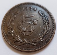 1934 Mexico 5 Centavos Nickel - £12.60 GBP